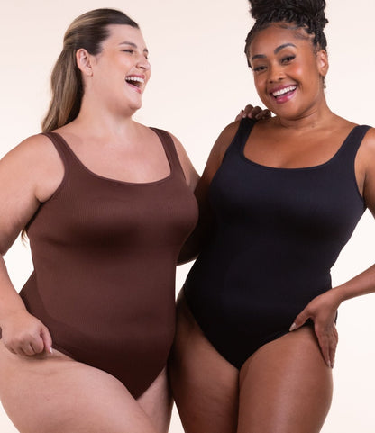 Body Shaper - Body modelador canelado com abertura higiênica